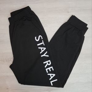 Shein black XS "Stay Real" joggers NEW [88]